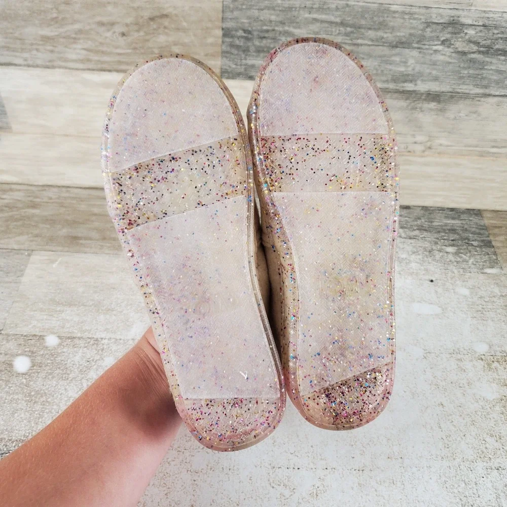 Toms Aclass Esp Kids Loafer Sz 3 Multi Rainbow Heel & Glittery Sole Slip On Flat